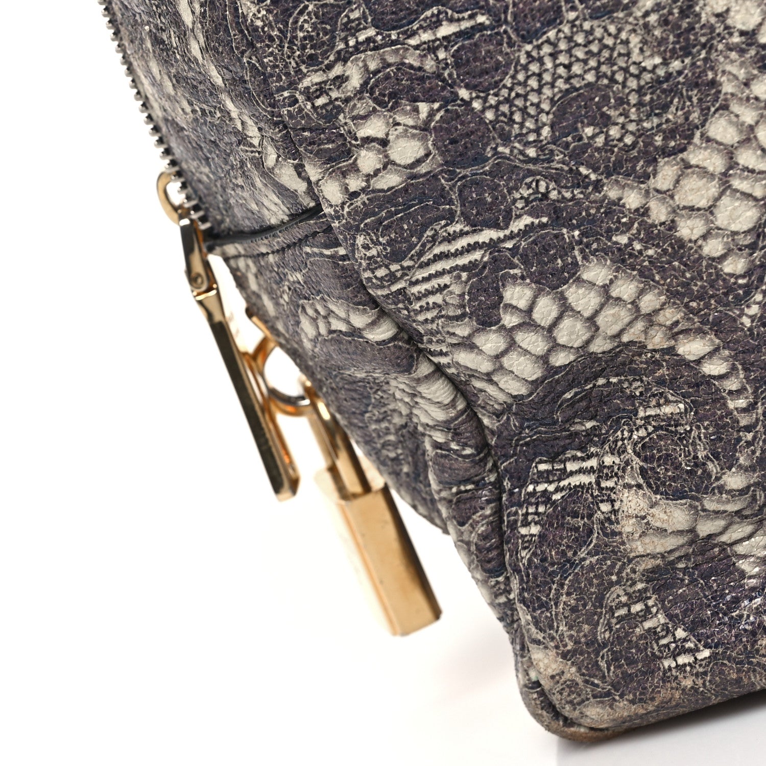 Prada Cervo Lux Print Lace Bauletto Bag Talco 12 of 12