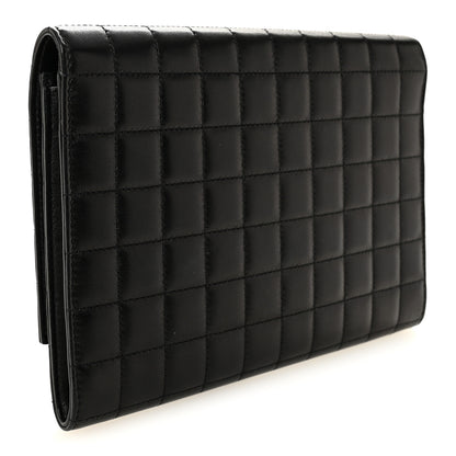 Saint Laurent Lambskin Carre Quilted Cassandre Pouch Clutch Black 3 of 7