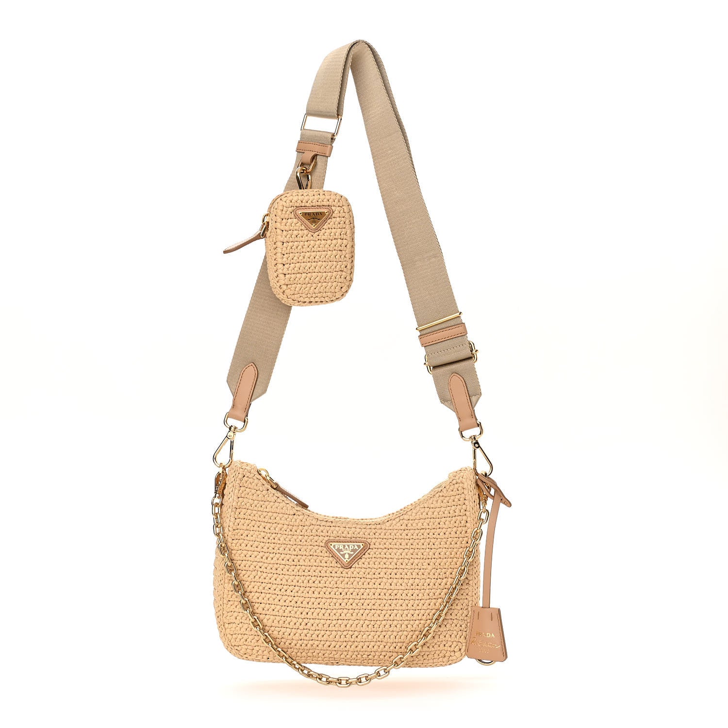 Prada Yarn Raffia Effect Crochet Re-Edition 2005 Shoulder Bag Naturale 1 of 11