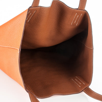 Hermes Taurillon Clemence Double Sens 36 Reversible Tote Gold Orange 5 of 17