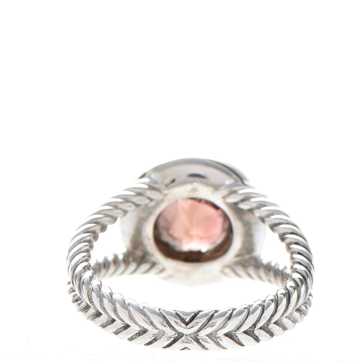 David Yurman Sterling Silver Diamond Pink Tourmaline 8mm Petite Cerise Ring 56 7.5 3 of 4