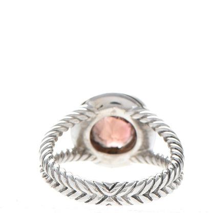 David Yurman Sterling Silver Diamond Pink Tourmaline 8mm Petite Cerise Ring 56 7.5 3 of 4