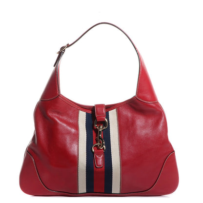 Gucci Calfskin Web Medium Jackie O Bouvier Hobo Red 1 of 7