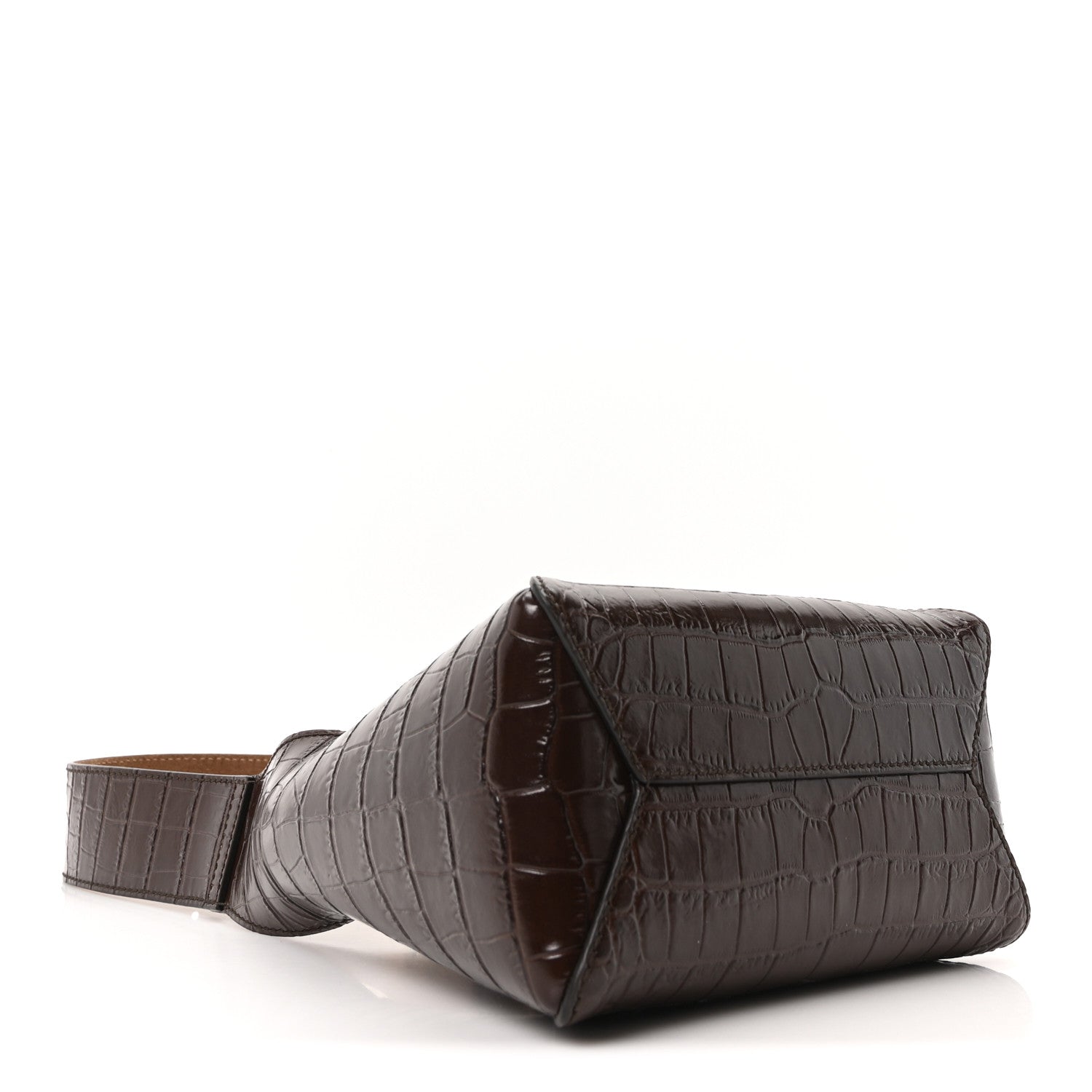 Jimmy Choo Calfskin Crocodile Embossed Small Diamond Hobo Chocolate 4 of 9