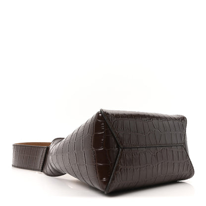 Jimmy Choo Calfskin Crocodile Embossed Small Diamond Hobo Chocolate 4 of 9