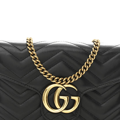 Gucci Calfskin Matelasse GG Marmont Chain Wallet Black 8 of 10