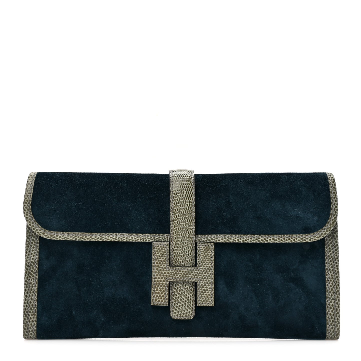 Veau Doblis Lizard Jige Elan 29 Clutch Bleu Ocean