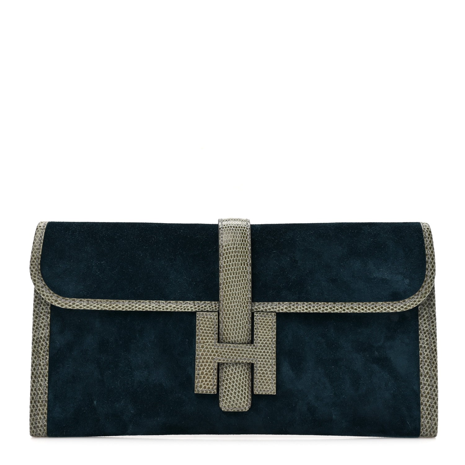 Hermes Veau Doblis Lizard Jige Elan 29 Clutch Bleu Ocean 1 of 9