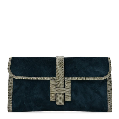 Hermes Veau Doblis Lizard Jige Elan 29 Clutch Bleu Ocean 1 of 9