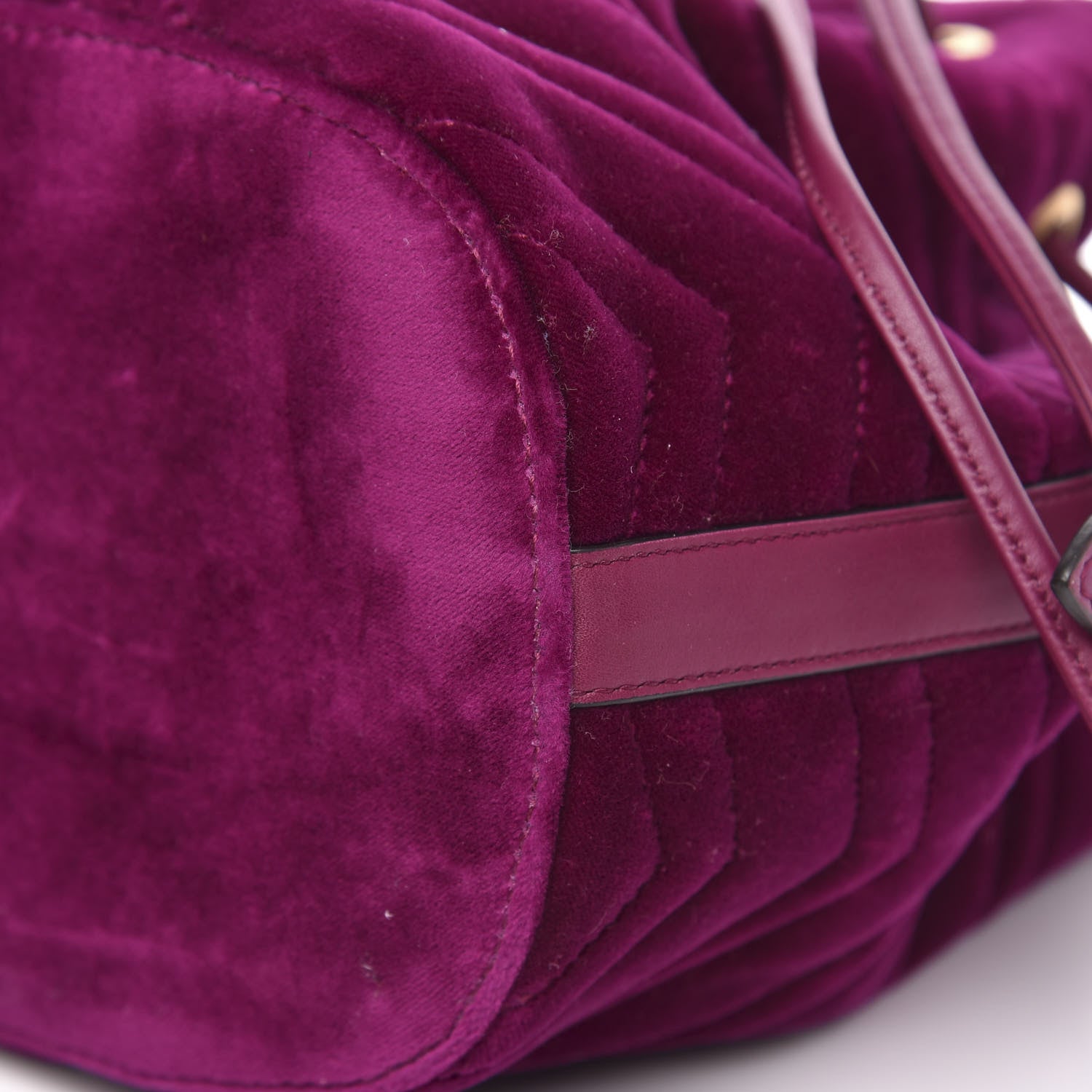 Gucci Velvet Matelasse GG Marmont Bucket Bag Fuchsia Violet Cyclamen 9 of 12