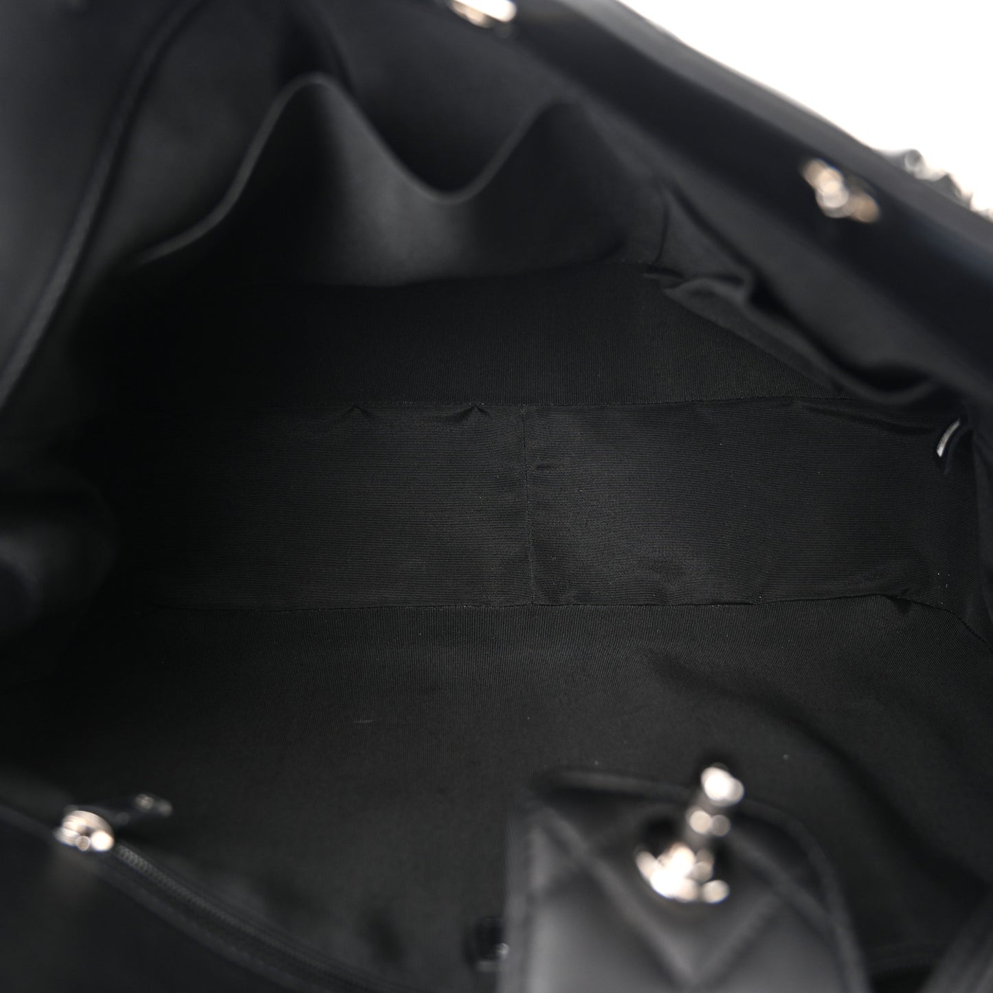 Calfskin Quilted Large Classic Shopping Tote Black