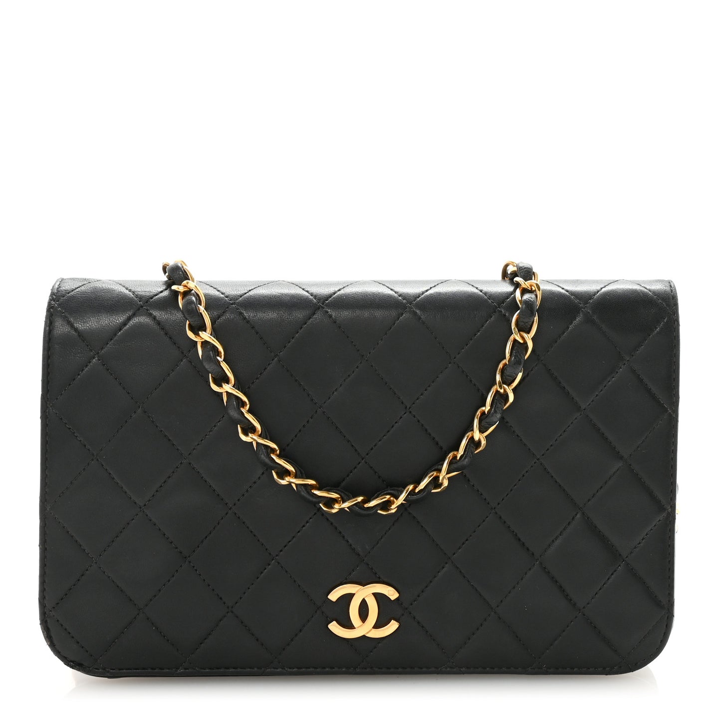 Lambskin Quilted Small Single Flap Bag Black