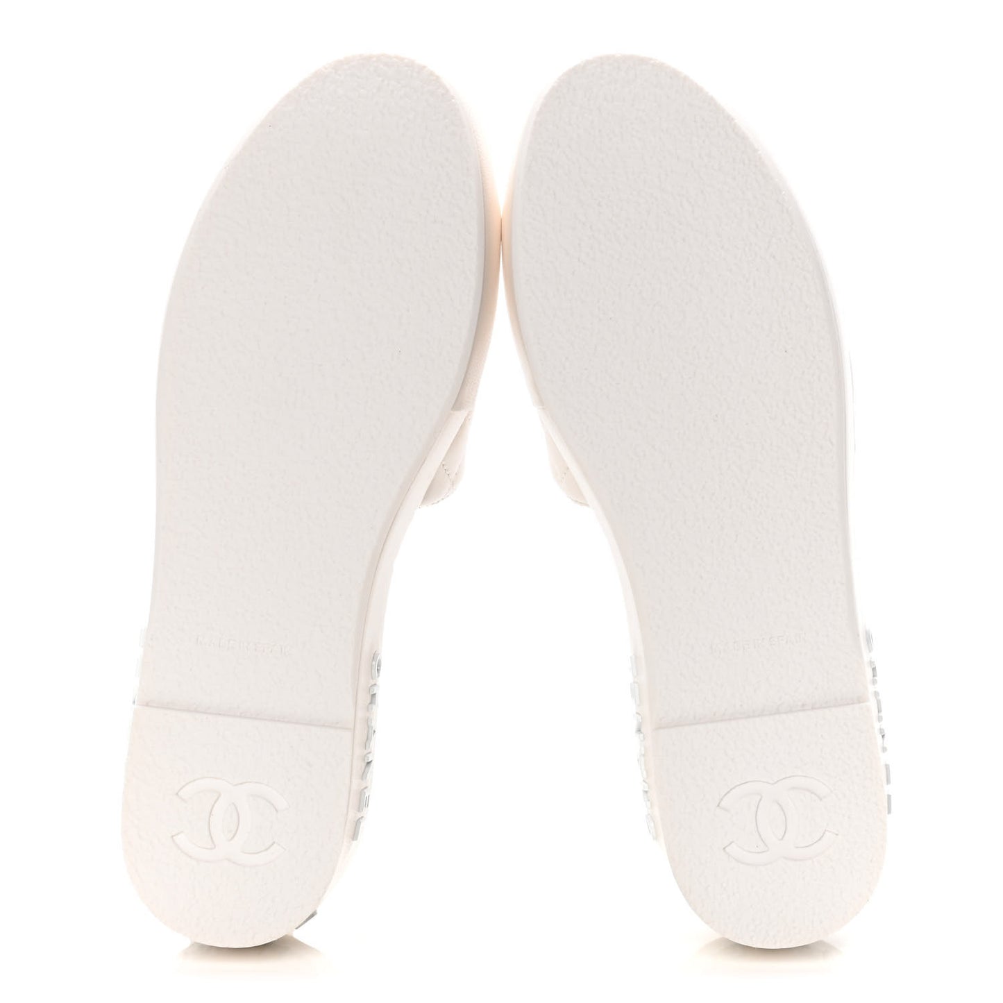 Lambskin Quilted CC Espadrille Slip On Sandals 39 White