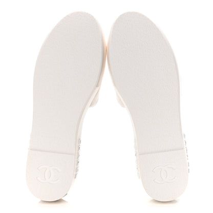 Chanel Lambskin Quilted CC Espadrille Slip On Sandals 39 White 8 of 13