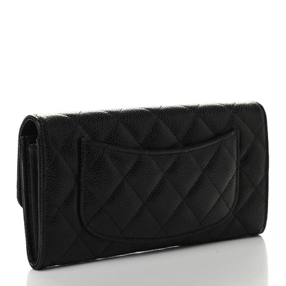 Chanel Caviar Quilted Large Gusset Flap Wallet Black 4 of 8