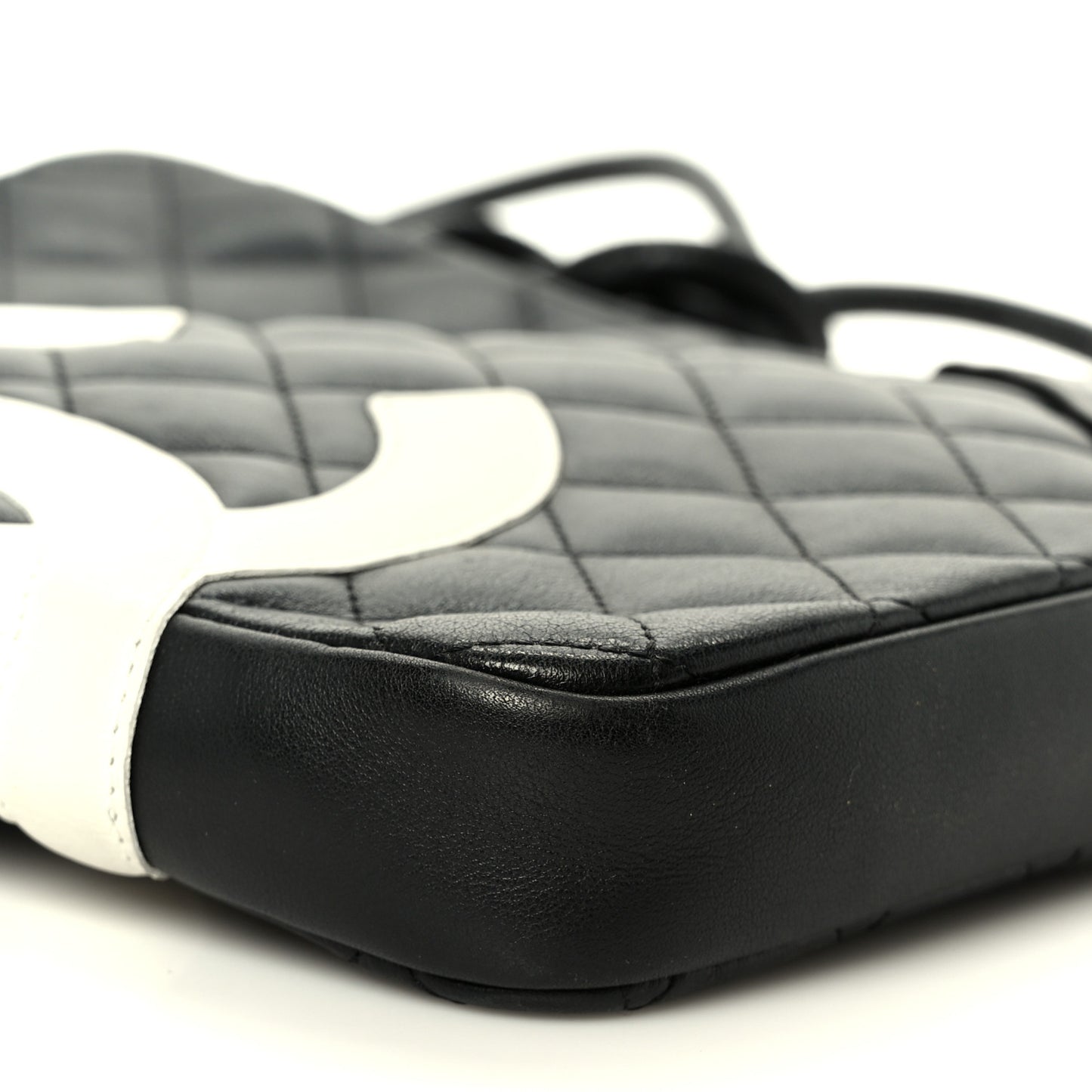 Calfskin Quilted Medium Cambon Messenger Black White