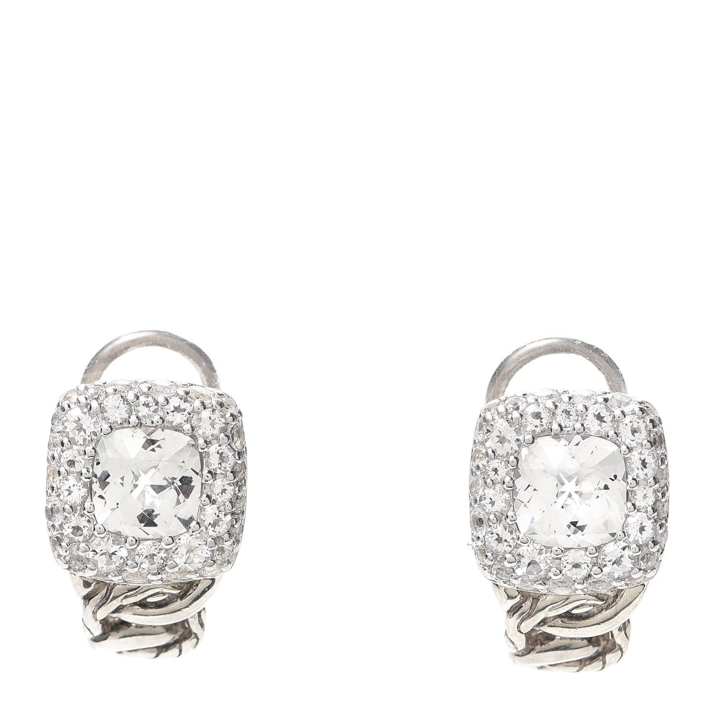 Sterling Silver White Topaz Batu Classic Earrings