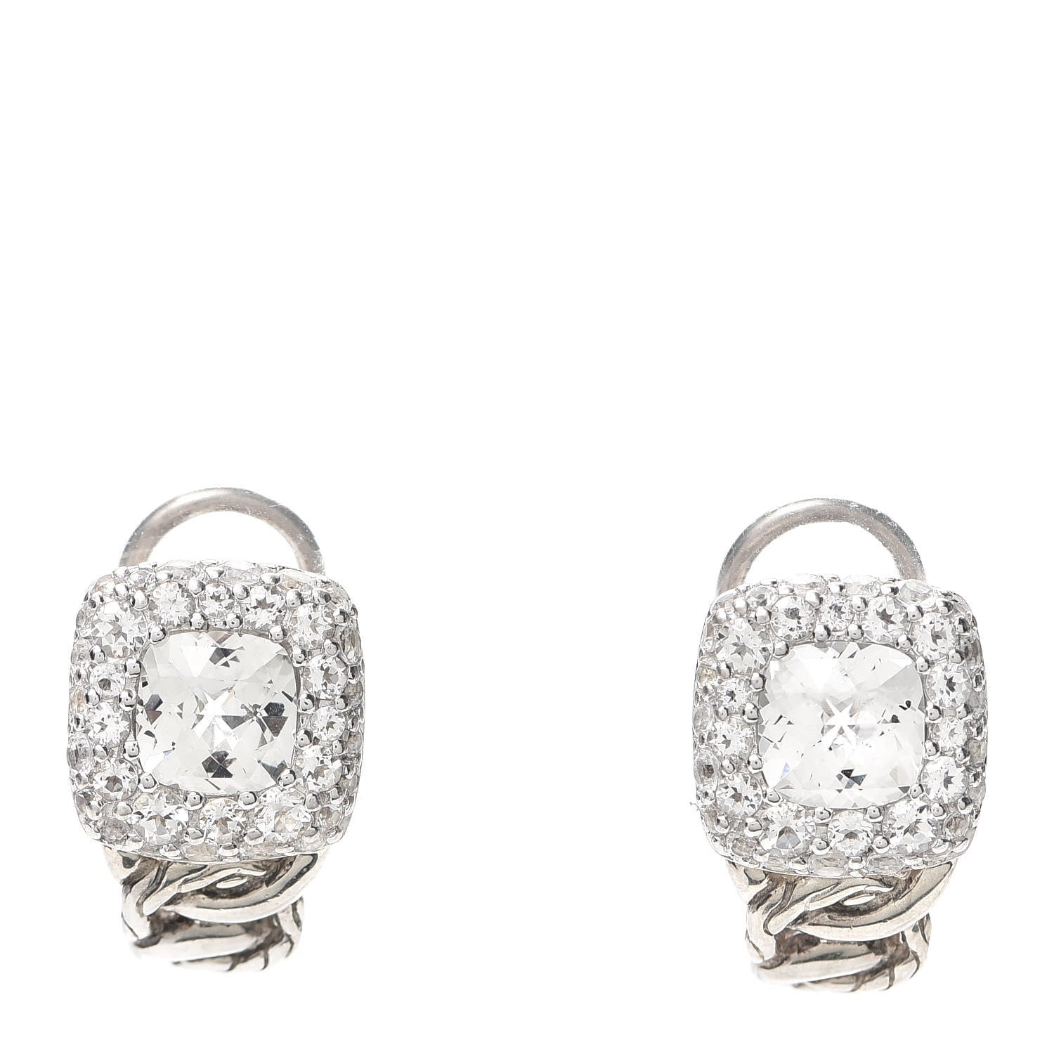 John Hardy Sterling Silver White Topaz Batu Classic Earrings 1 of 4