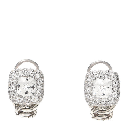 John Hardy Sterling Silver White Topaz Batu Classic Earrings 1 of 4