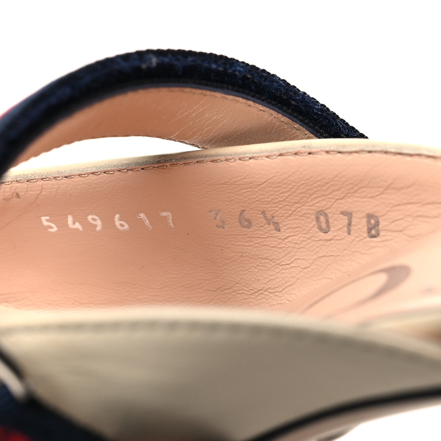Gucci Malaga Kid Sylvie Web Cross Strap Mid-Heel Slides 36.5 Vintage White 6 of 9