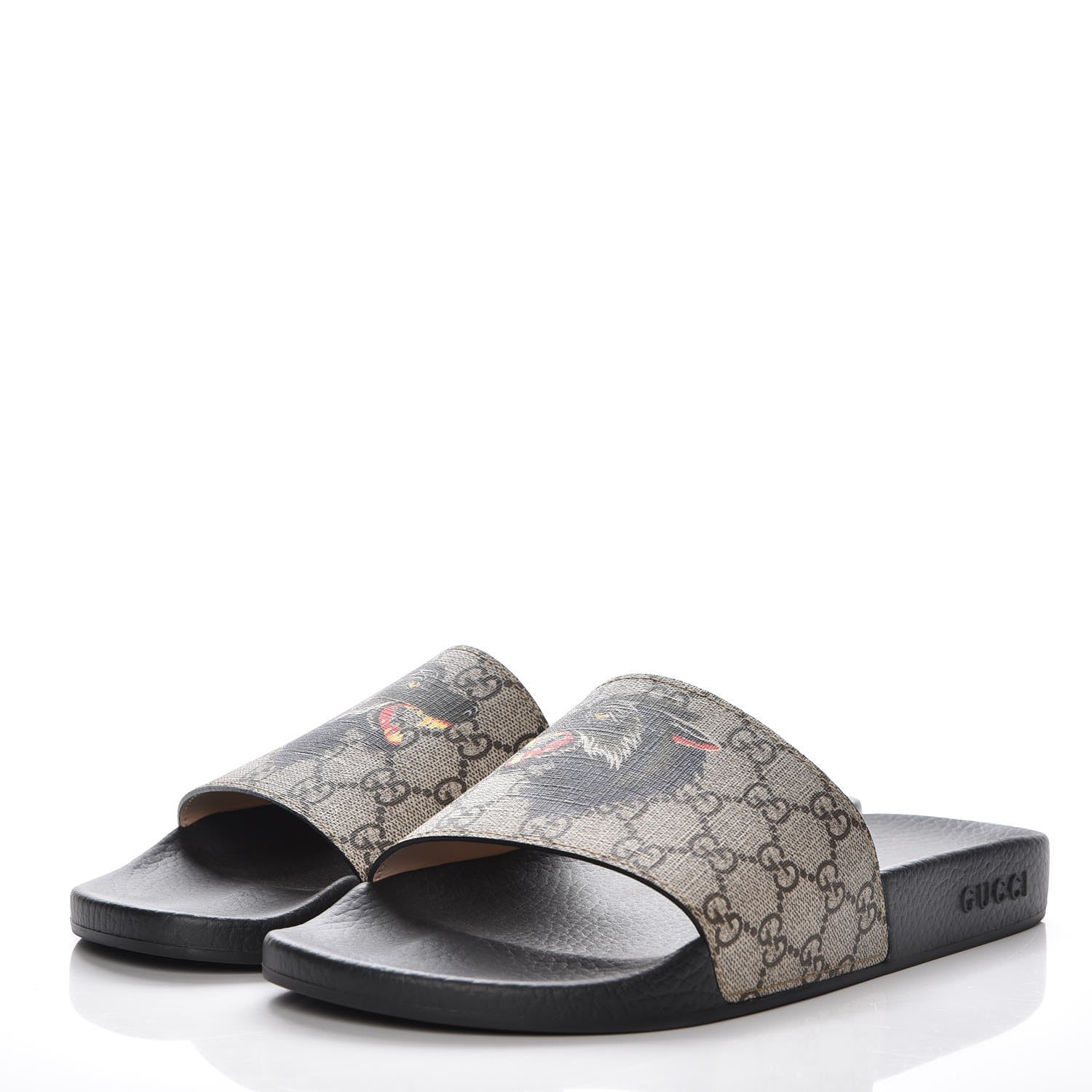 Gucci GG Supreme Monogram Wolf Mens Slide Sandals 11 Beige 3 of 10