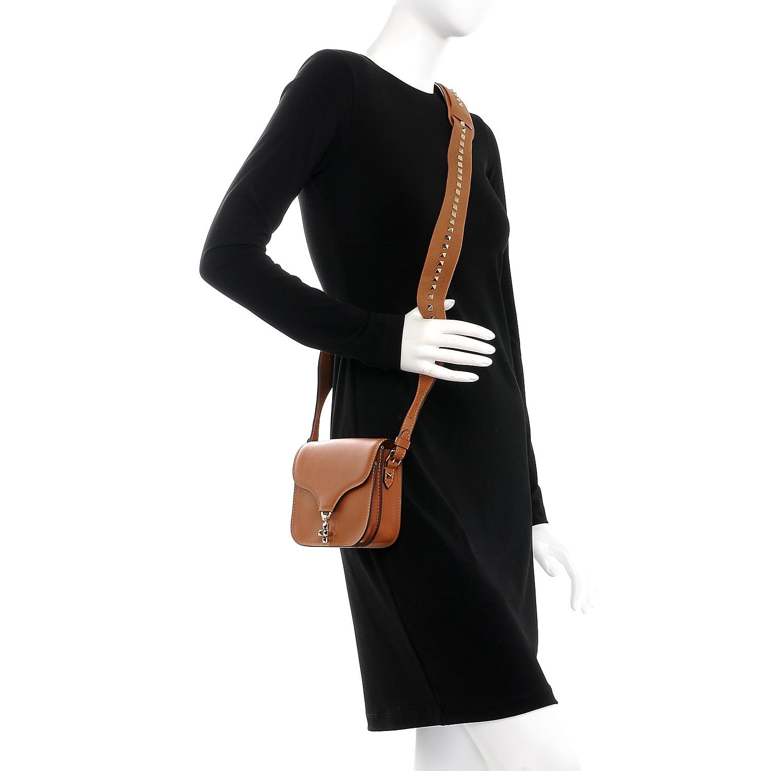 Valentino Garavani Calfskin Small Rockstud Band Crossbody Bag Light Cuir 2 of 7