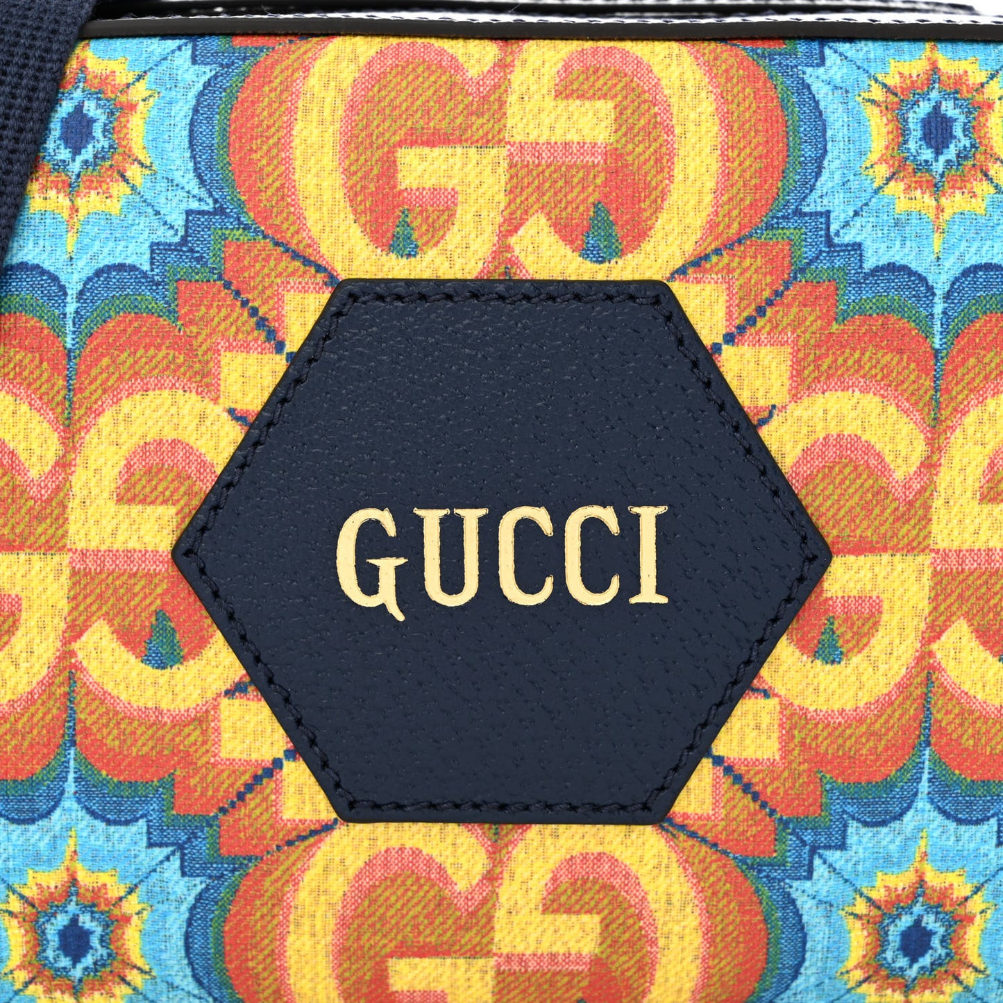 GG Supreme Kaleidoscope Calfskin Script Logo Gucci 100 Camera Bag Blue Orange Multicolor Blue Agata