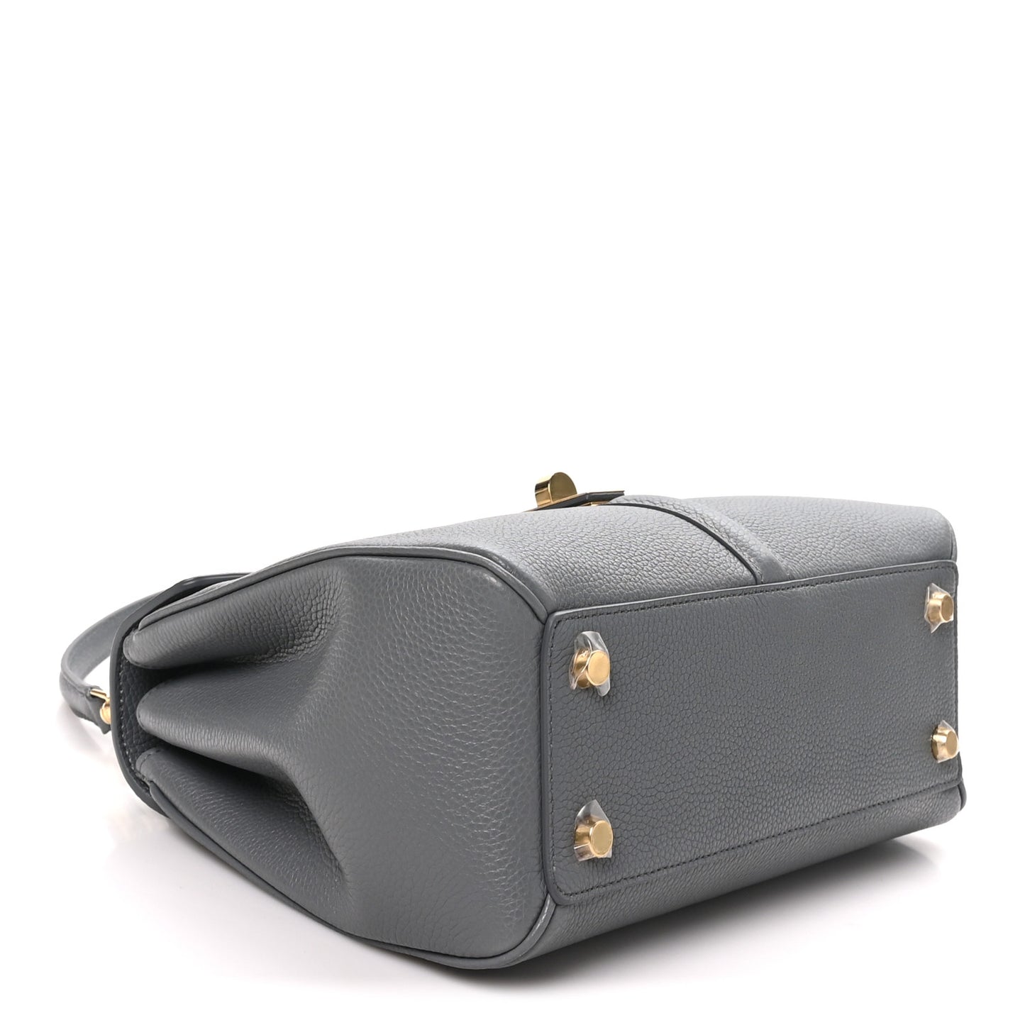 Grained Calfskin Small 16 Top Handle Bag Medium Grey