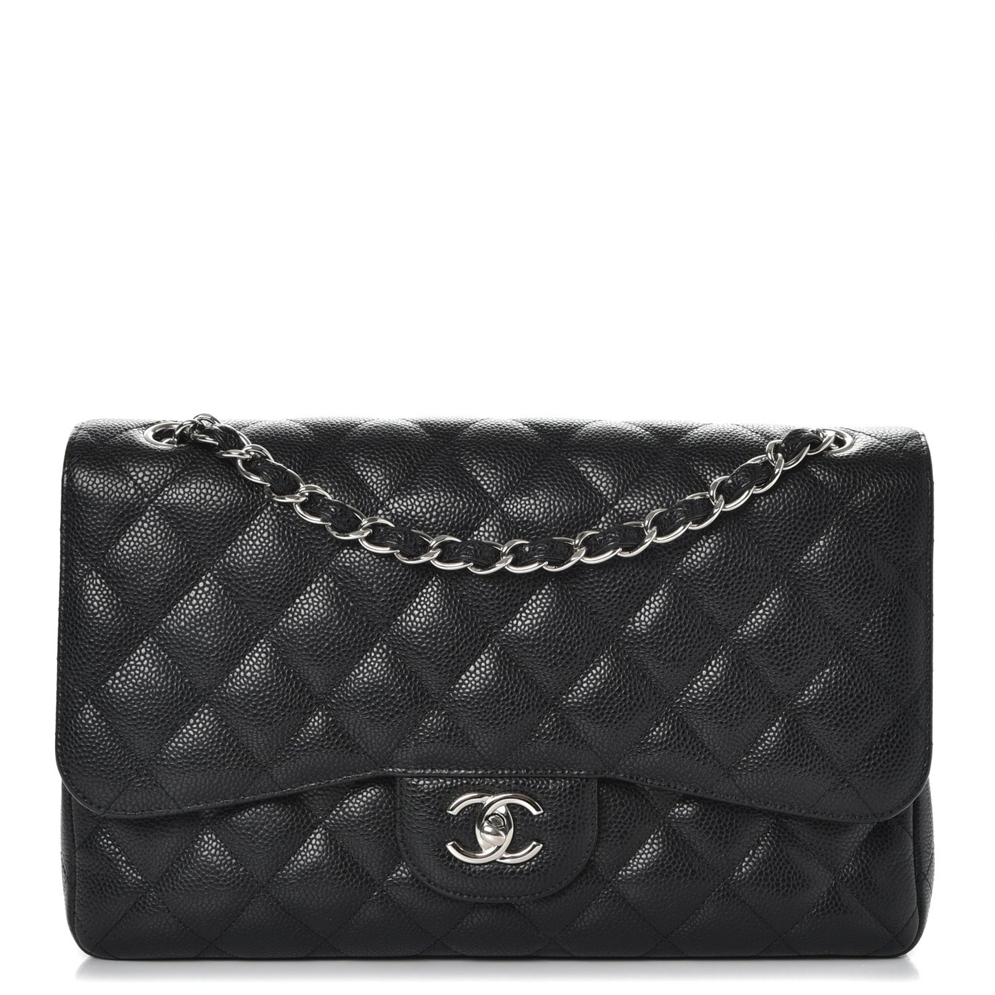 Caviar Quilted Jumbo Double Flap Black