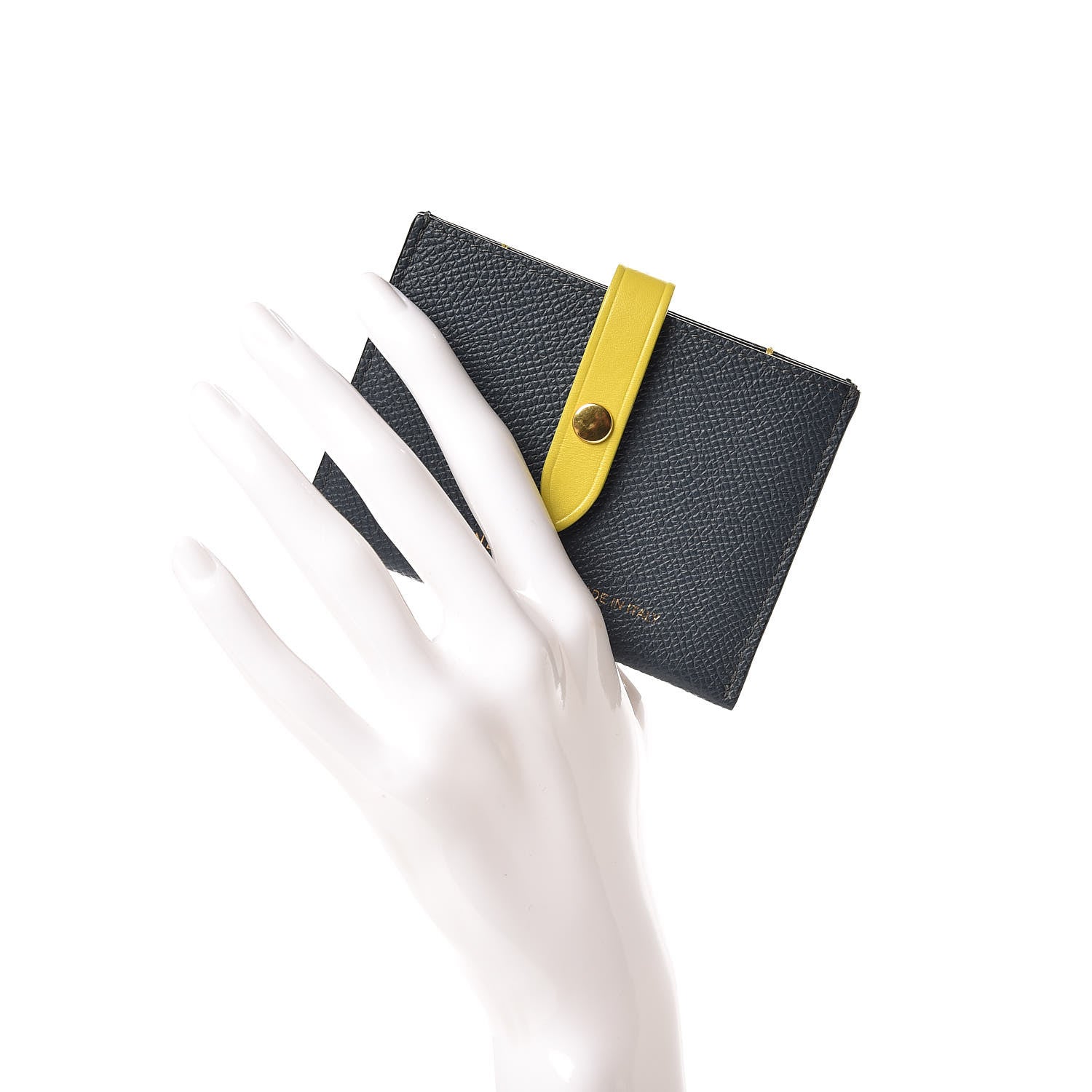 Celine Grained Shiny Calfskin 2 Compartment Card Holder Slate 2 of 7