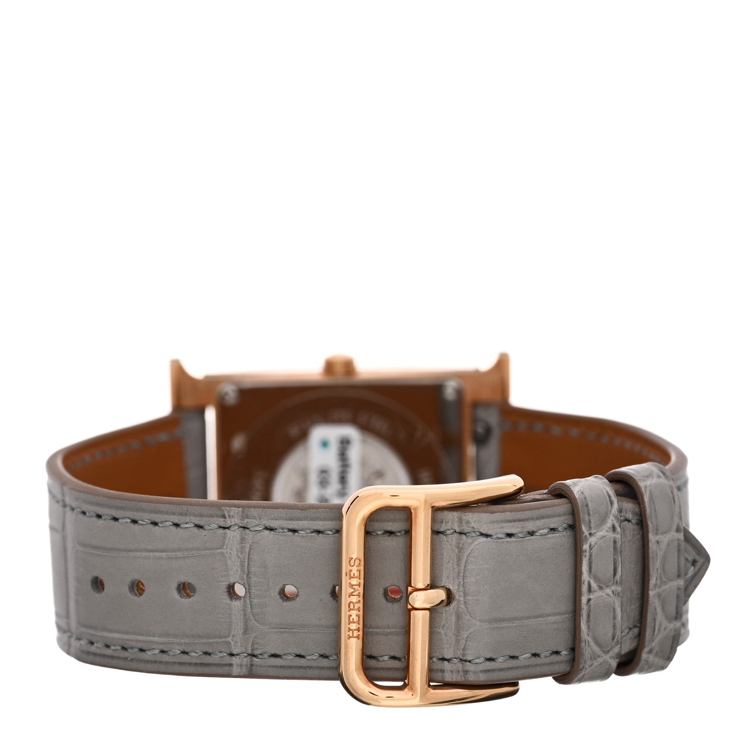 Hermes Stainless Steel Alligator Diamond Mother of Pearl 26mm Heure H Hour Quartz Watch Gris Perle 3 of 5