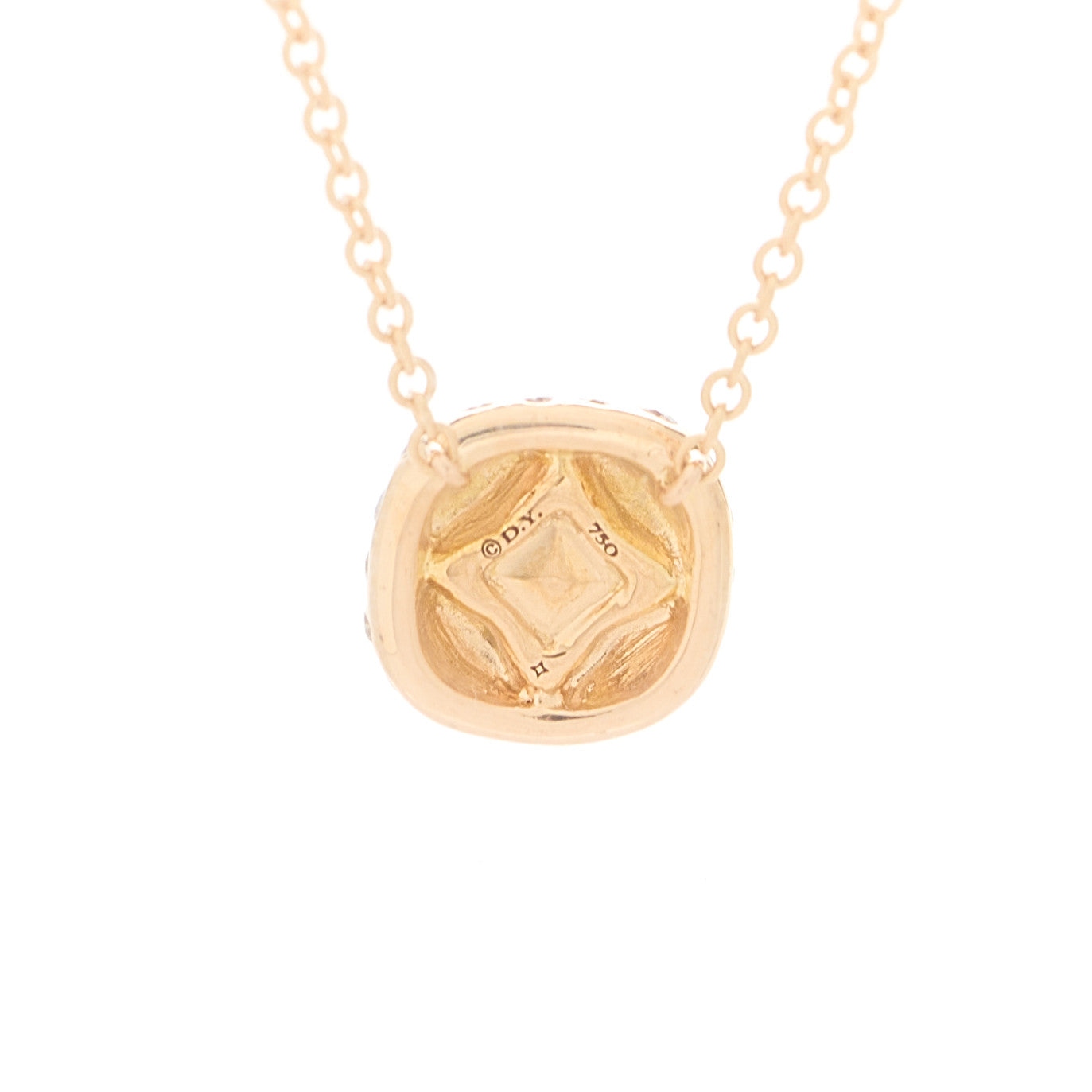 David Yurman 18K Rose Gold Diamond Petite Pave Cushion Pendant Necklace 6 of 6