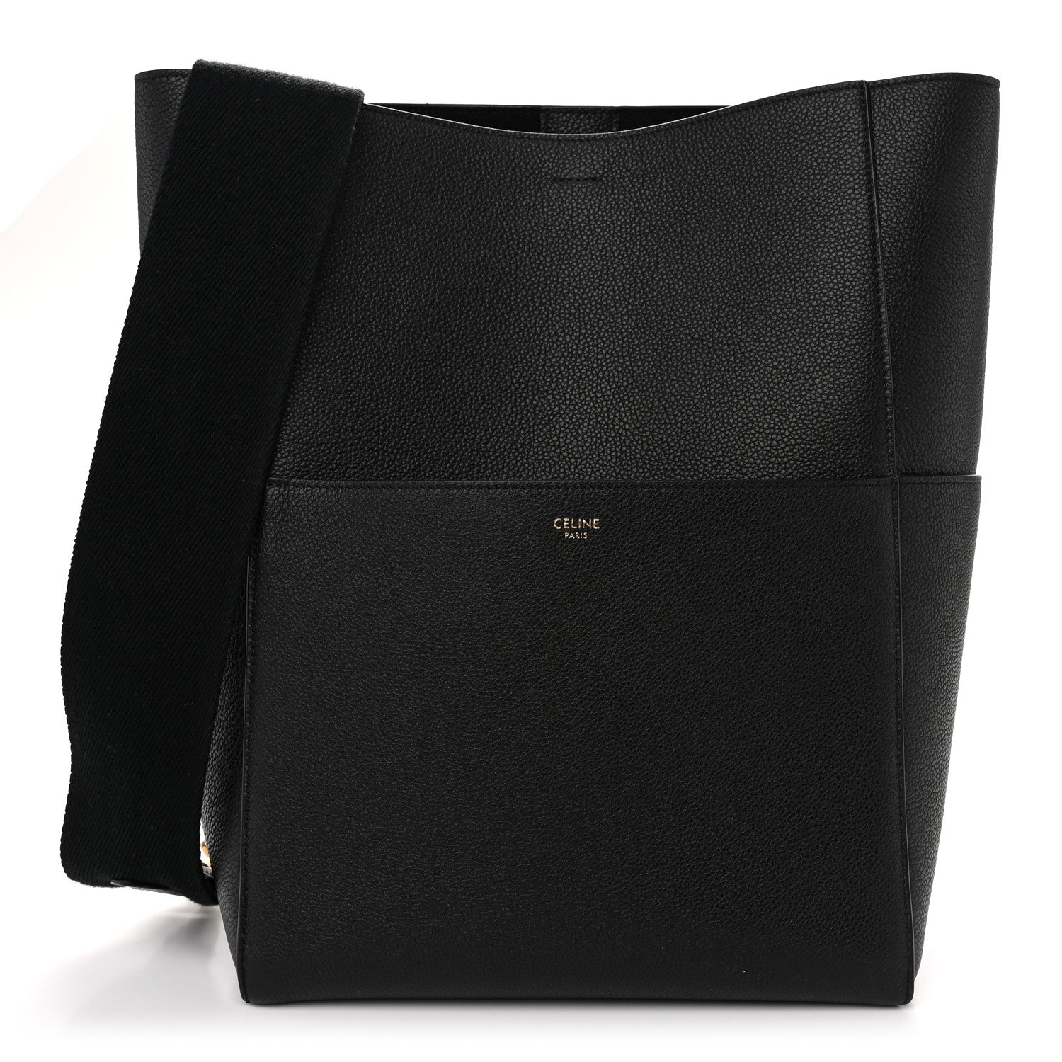 Celine Soft Grained Calfskin Sangle Bucket Bag Black 1 of 9