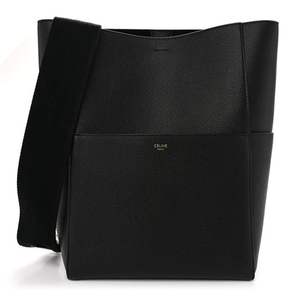Celine Soft Grained Calfskin Sangle Bucket Bag Black 1 of 9