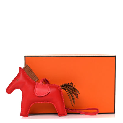 Hermes Milo Lambskin Grigri Rodeo Horse Bag Charm MM Rouge Indien Gold Bougainvillea 5 of 5
