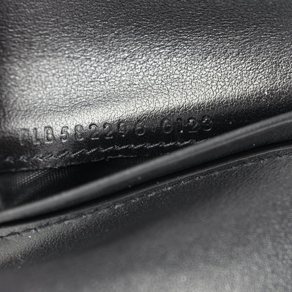 Saint Laurent Shiny Calfskin Crocodile Embossed Monogram Uptown Compact Wallet Black 8 of 13