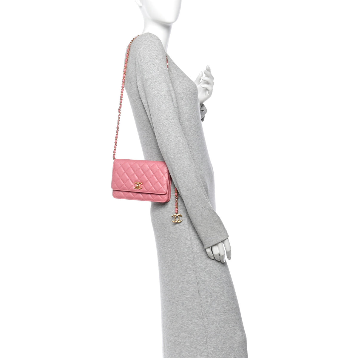 Caviar Quilted CC Turnlock Wallet On Chain WOC Pink
