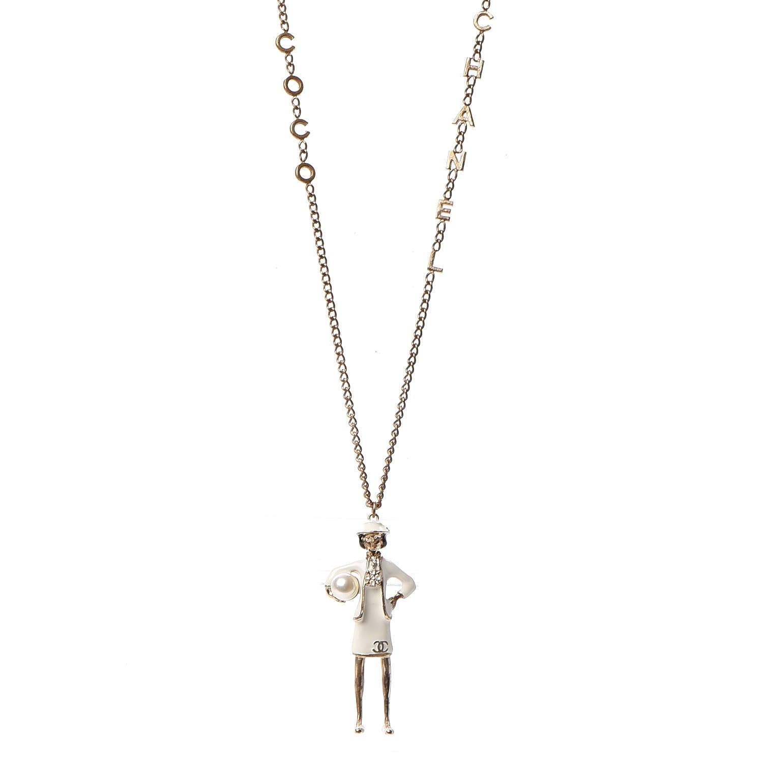 Chanel Coco CC Pendant Necklace Gold 1 of 10