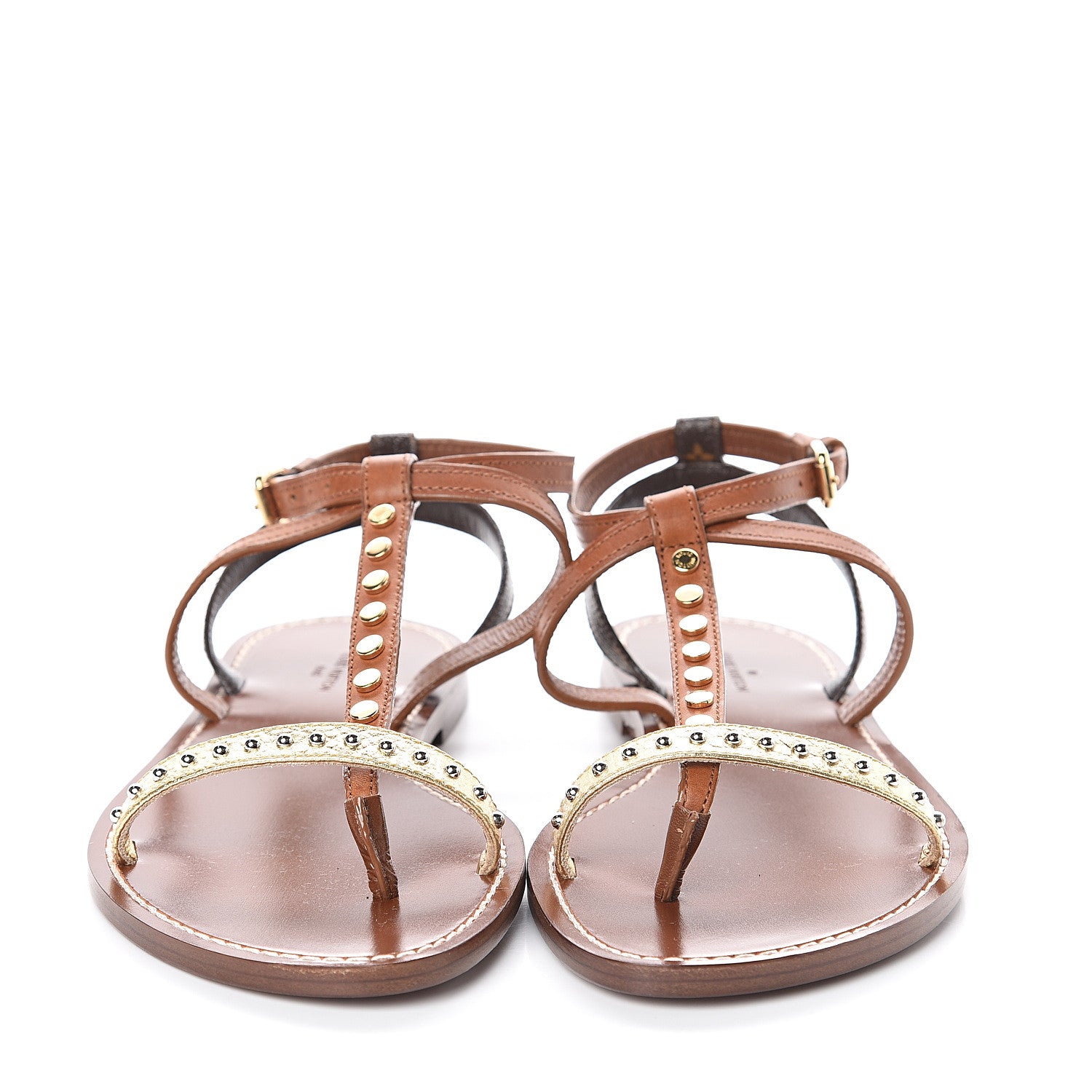 Louis Vuitton Monogram Wayside Flat Sandals 37 Gold 2 of 7
