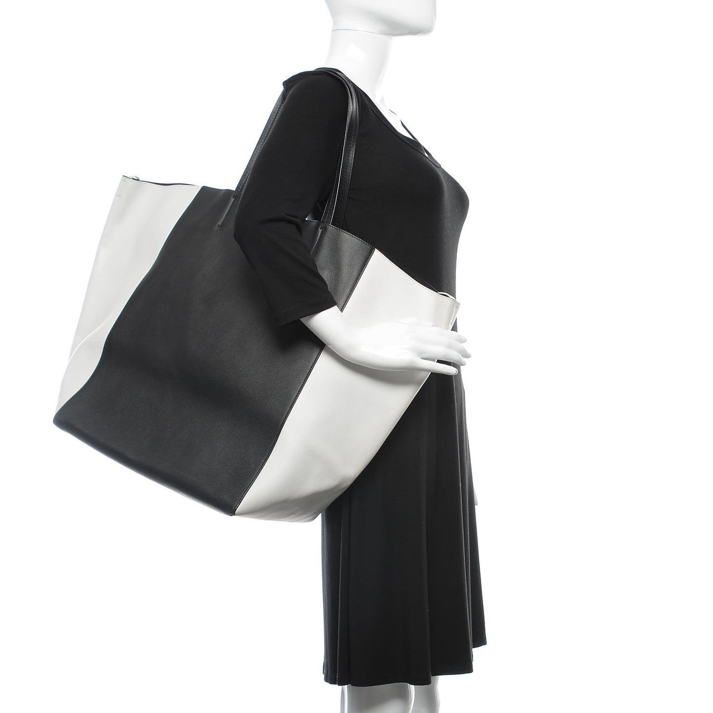 Calfskin Large Horizontal Cabas Phantom White Black