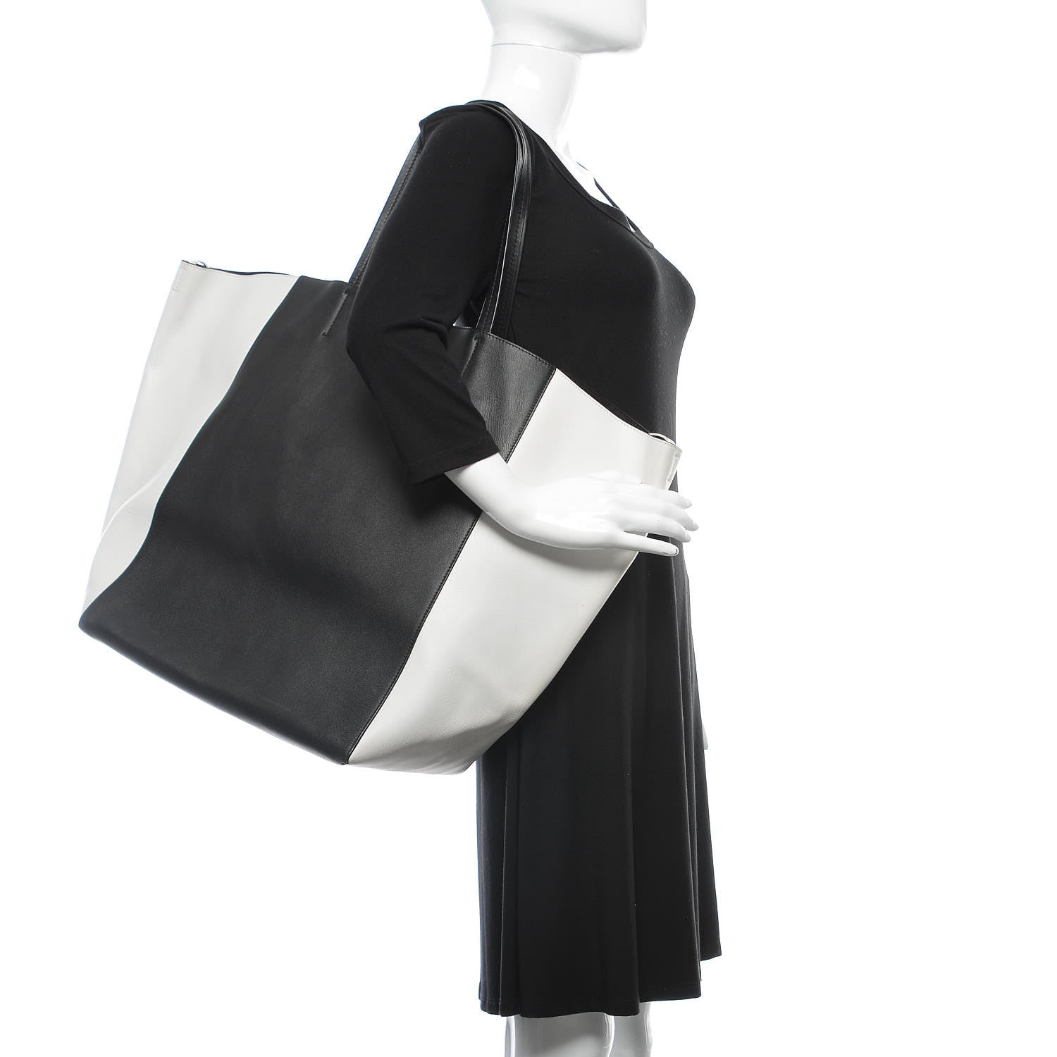 Celine Calfskin Large Horizontal Cabas Phantom White Black 2 of 8