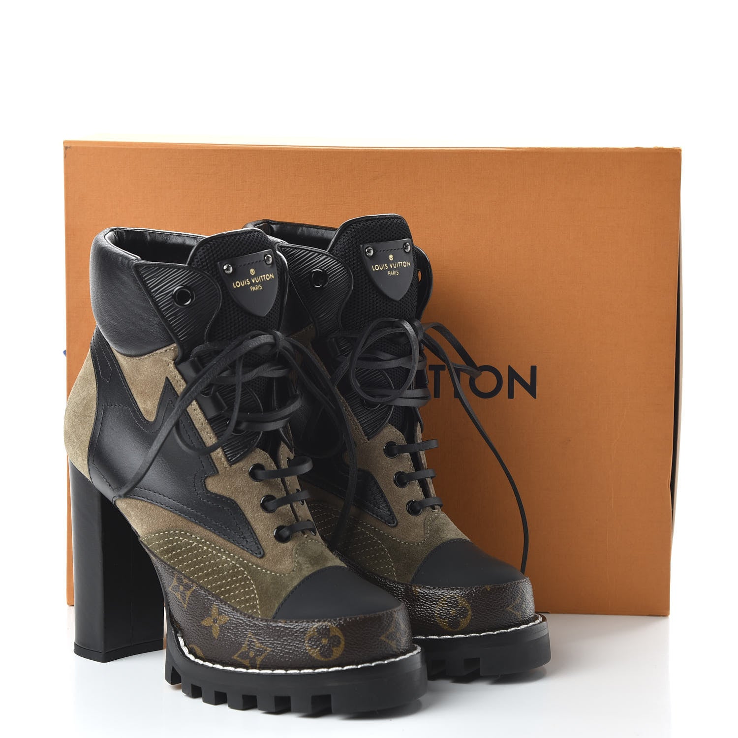 Louis Vuitton Suede Calfskin Monogram Star Trail Ankle Boots 39 Khaki 9 of 9