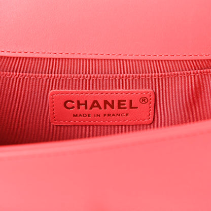 Chanel Lambskin Chevron Quilted Small Boy Flap Dark Pink 8 of 10