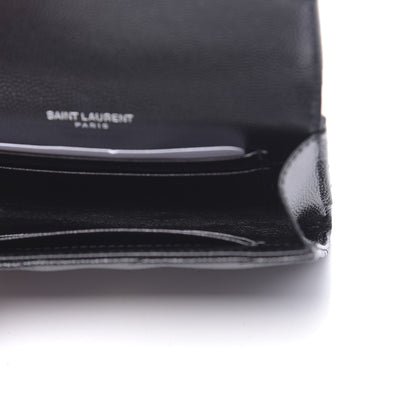 Saint Laurent Grain De Poudre Matelasse Chevron Small Monogram Envelope Wallet Black 5 of 7