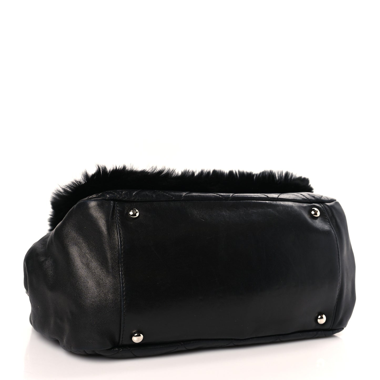 Lambskin Shearling CC Flap Bag Black