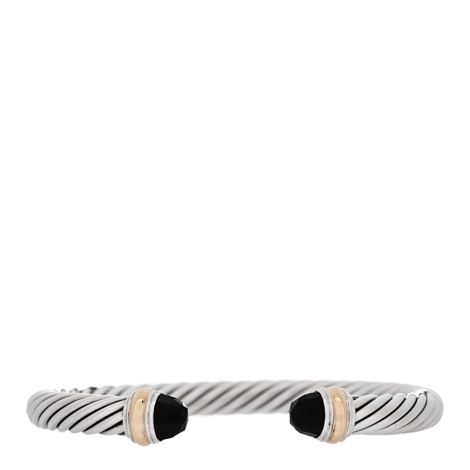 David Yurman Sterling Silver 14K Yellow Gold Black Onyx 7mm Cable Classics Bracelet 1 of 3
