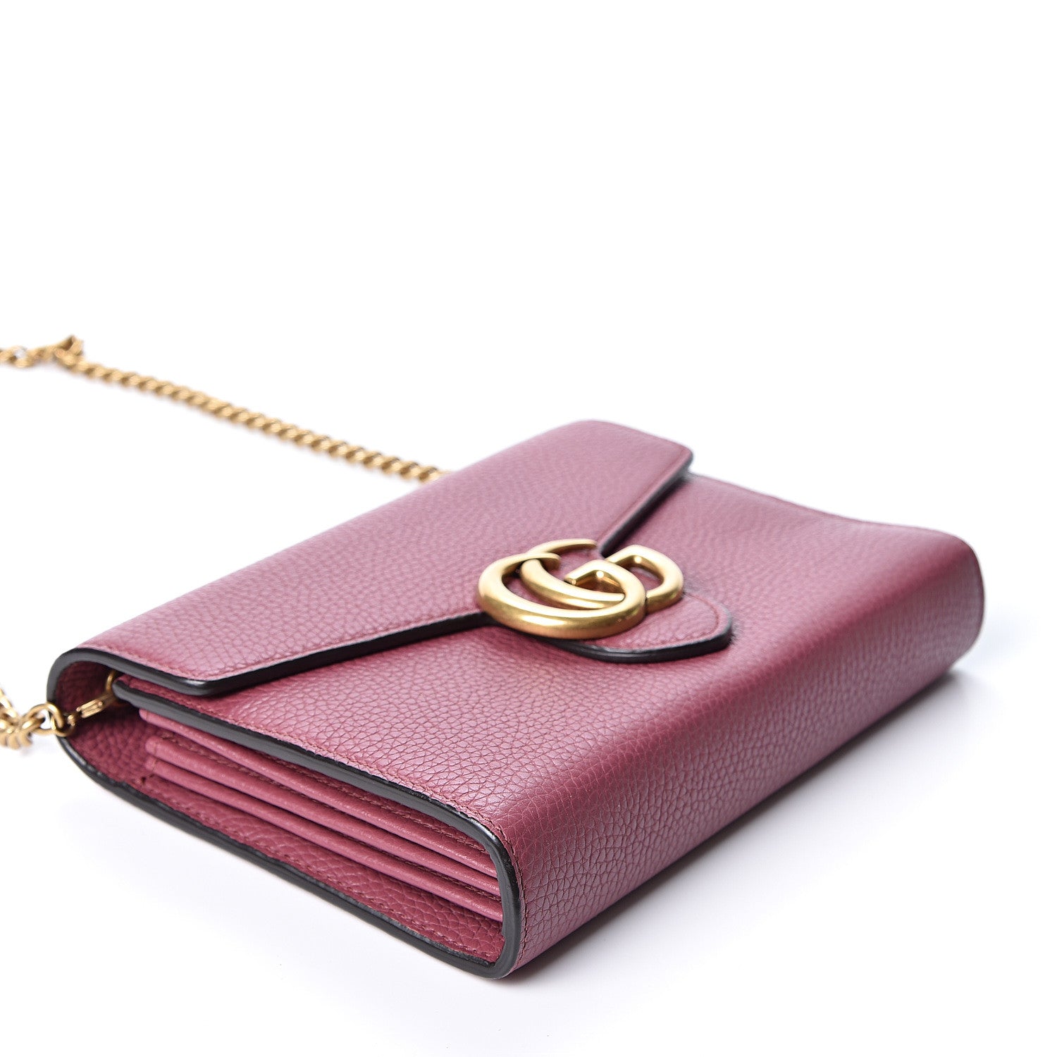 Gucci Cellarius Calfskin GG Marmont Chain Wallet Dry Rose 3 of 9