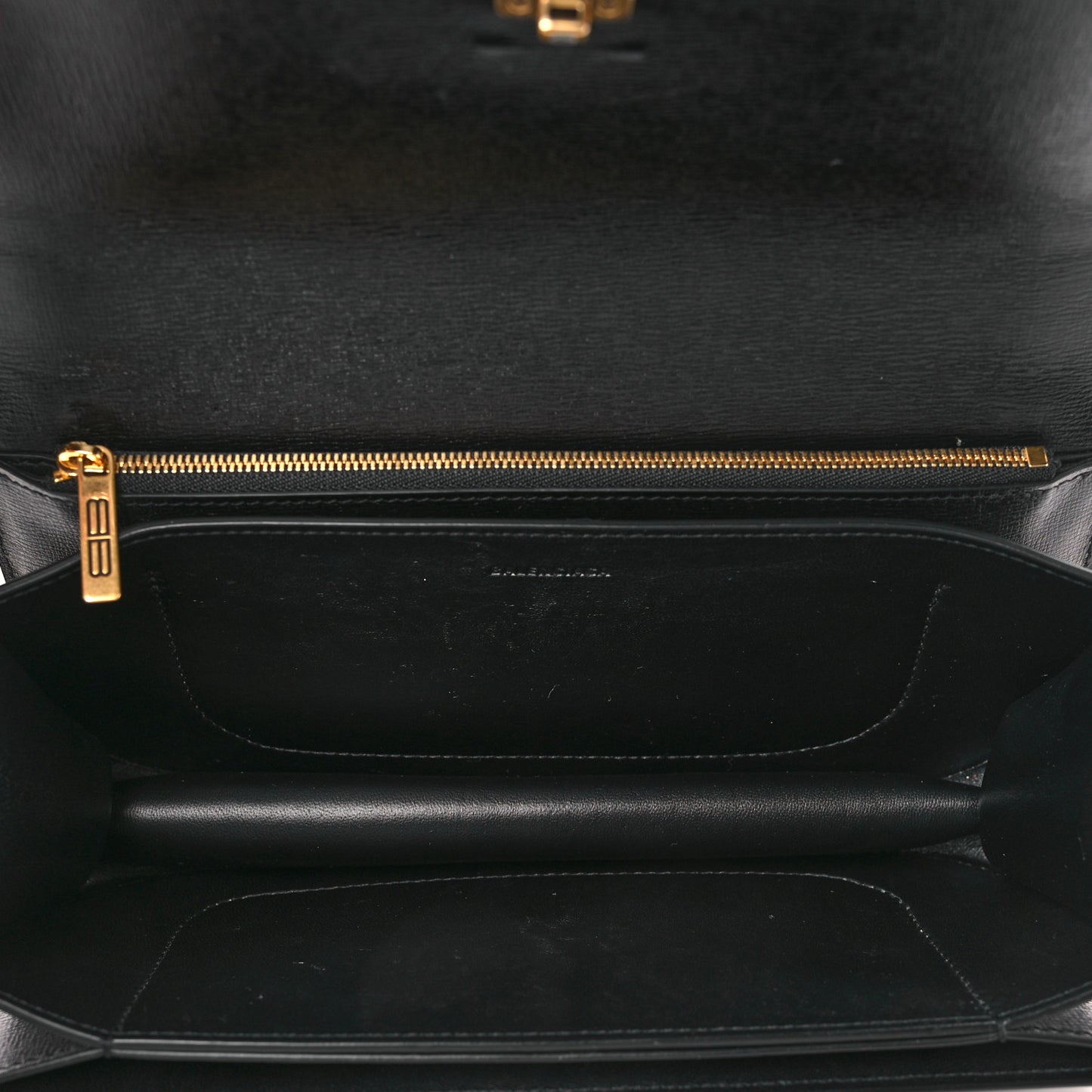 Calfskin Stripe Embossed Small Gossip Bag Black