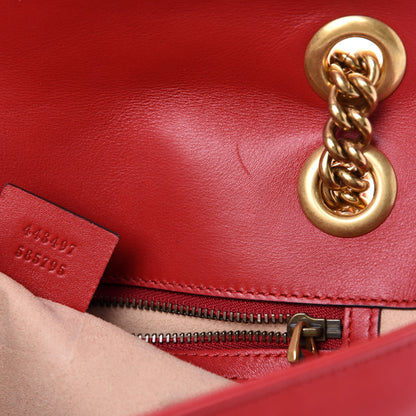 Gucci Calfskin Matelasse Small GG Marmont Shoulder Bag Hibiscus Red 12 of 13