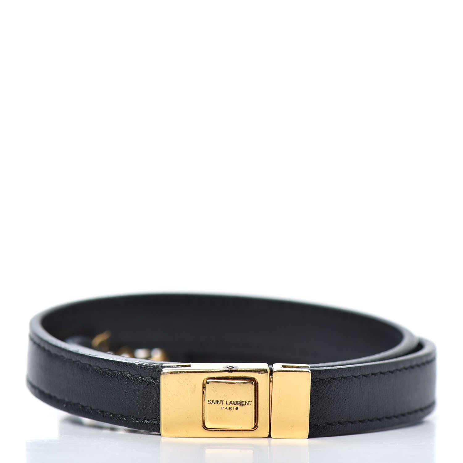Saint Laurent Calfskin Double Wrap Bracelet Black 3 of 3